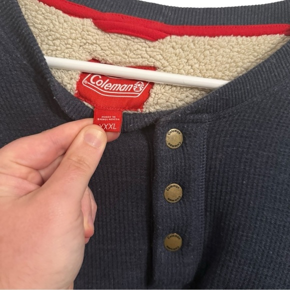 Coleman Sherpa Lined Waffle Henley Blue 3XL Shirt - Picture 3 of 5